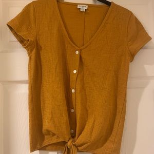 J. Crew Factory size XXS. Burnt yellow. Button front with tie. Lightly worn.